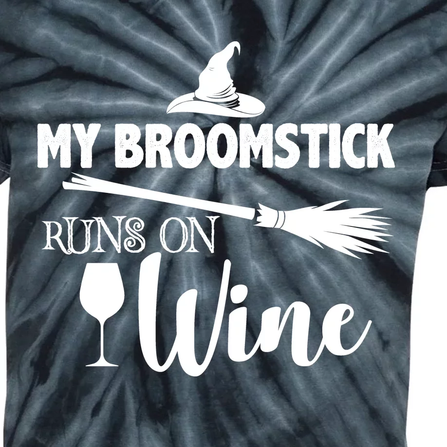 My Broomstick Runs On Wine Kids Tie-Dye T-Shirt