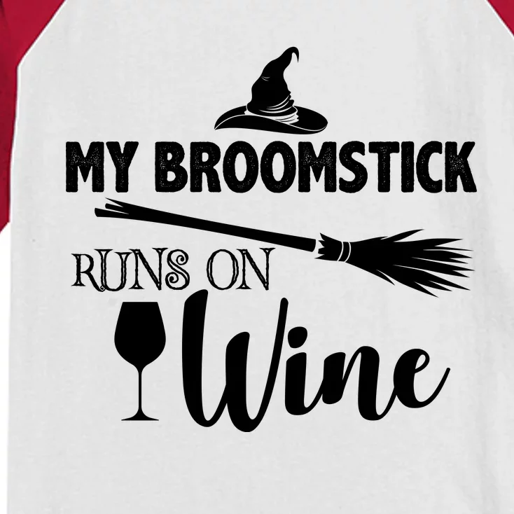 My Broomstick Runs On Wine Kids Colorblock Raglan Jersey