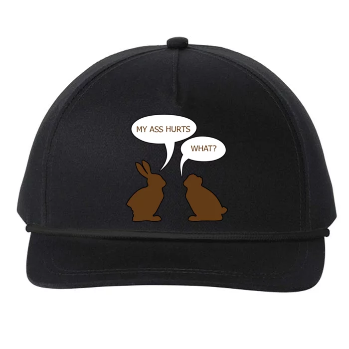 My Butt Hurts Funny Easter Chocolate Bunny Snapback Five-Panel Rope Hat