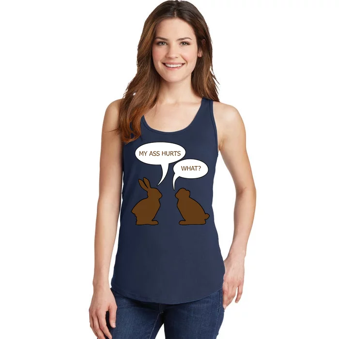 My Butt Hurts Funny Easter Chocolate Bunny Ladies Essential Tank