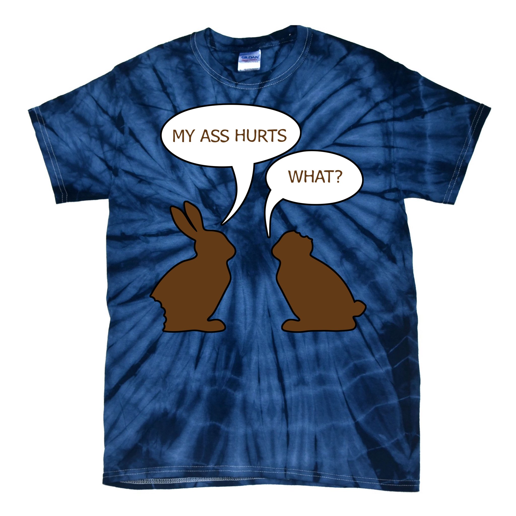 My Butt Hurts Funny Easter Chocolate Bunny Tie-Dye T-Shirt | TeeShirtPalace