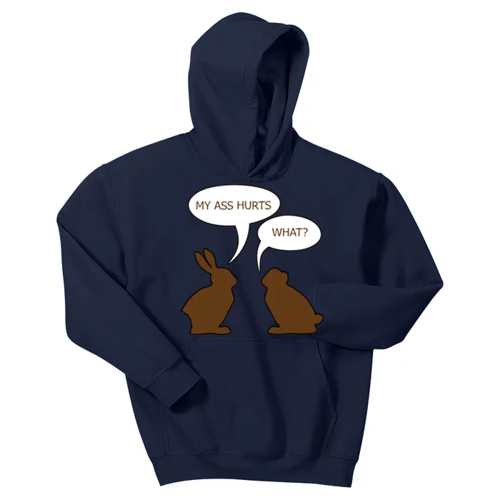 My Butt Hurts Funny Easter Chocolate Bunny Kids Hoodie