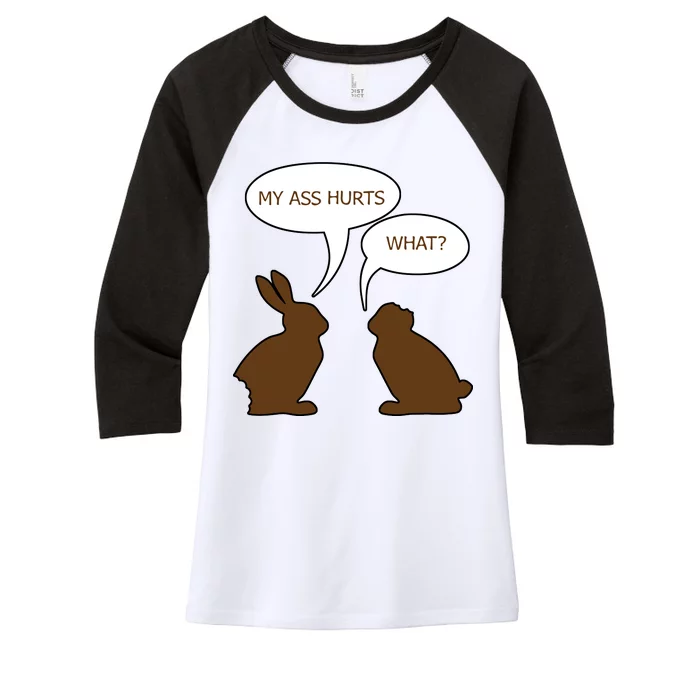 My Butt Hurts Funny Easter Chocolate Bunny Women's Tri-Blend 3/4-Sleeve Raglan Shirt