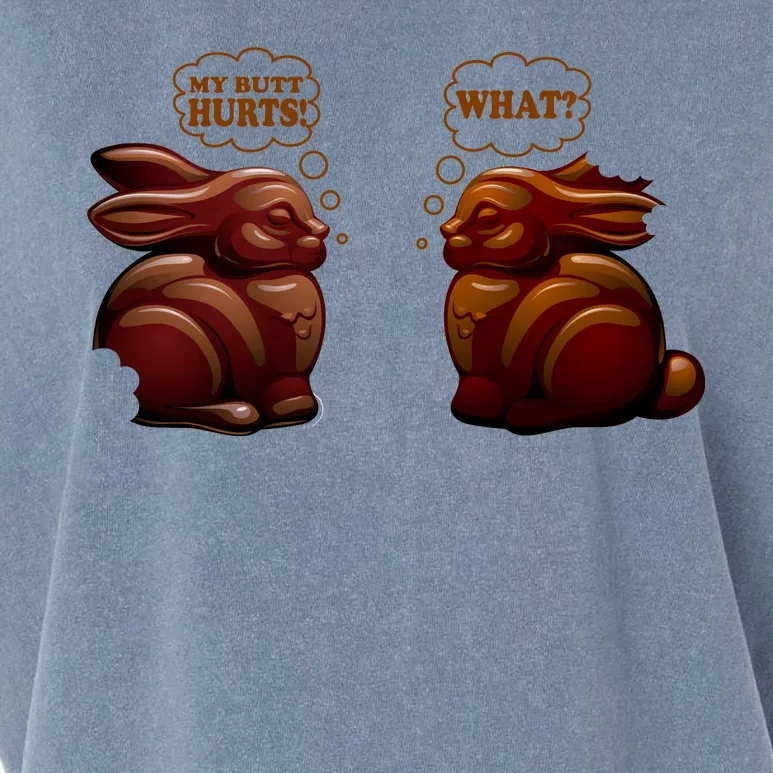 My Butt Hurts! What? Funny Easter Chocolate Bunny Bunnies Garment-Dyed Women's Muscle Tee