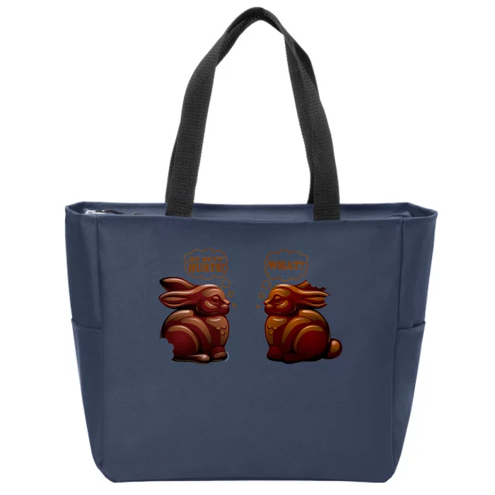 My Butt Hurts! What? Funny Easter Chocolate Bunny Bunnies Zip Tote Bag