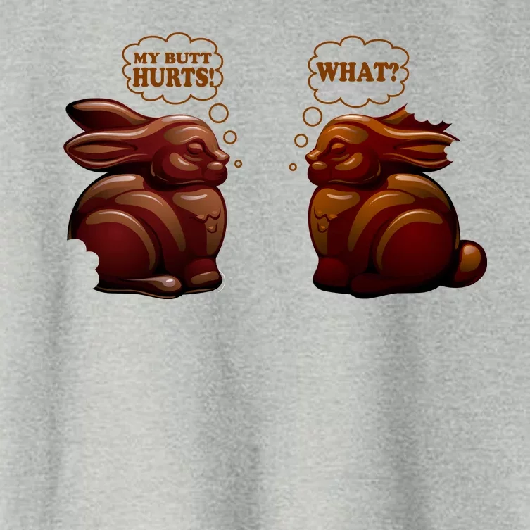 My Butt Hurts! What? Funny Easter Chocolate Bunny Bunnies Women's Crop Top Tee