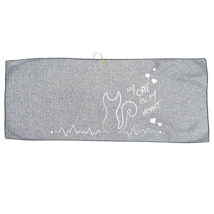 My Cat Is My heart Pulse Large Microfiber Waffle Golf Towel