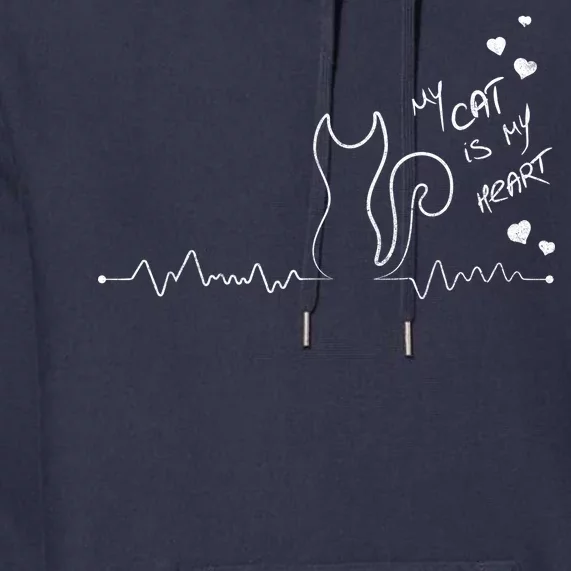 My Cat Is My heart Pulse Premium Hoodie