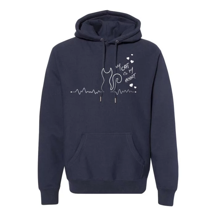 My Cat Is My heart Pulse Premium Hoodie