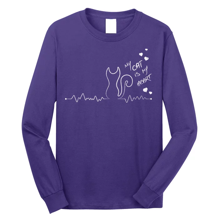 My Cat Is My heart Pulse Long Sleeve Shirt