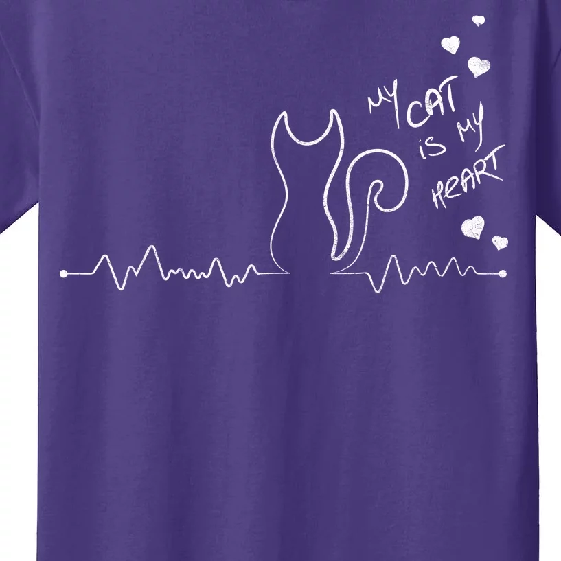 My Cat Is My heart Pulse Kids T-Shirt