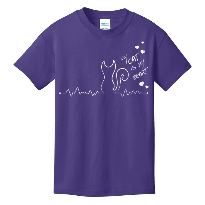 My Cat Is My heart Pulse Kids T-Shirt