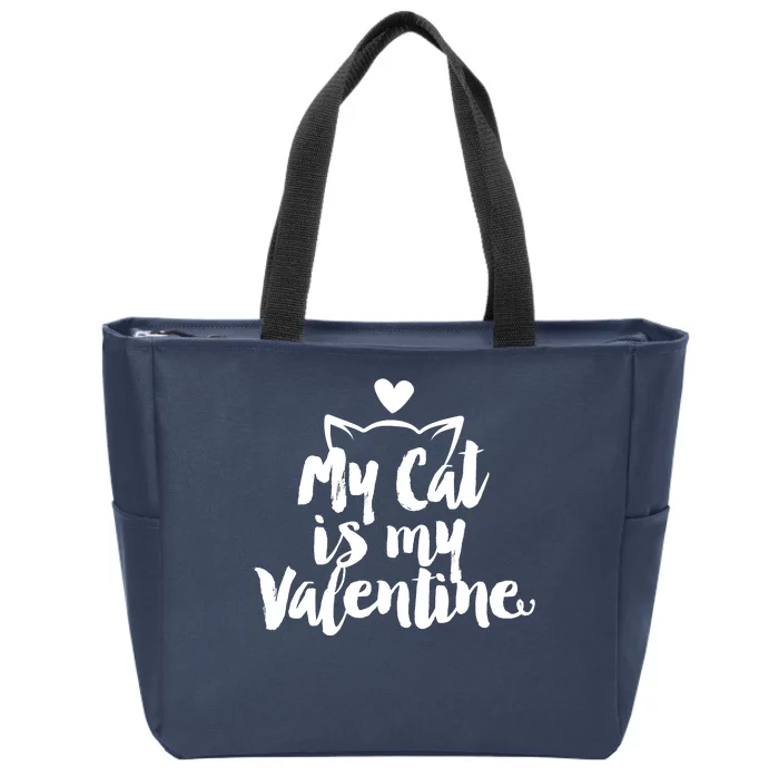 My Cat Is My Valentine Funny Cute Zip Tote Bag