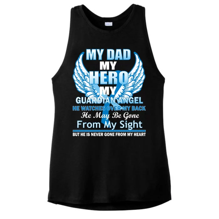 My Dad Hero Guardian Angel Never Gone From My Heart Ladies Tri-Blend Wicking Tank