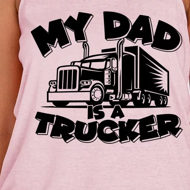 My Dad Is A Trucker Cute Women's Knotted Racerback Tank