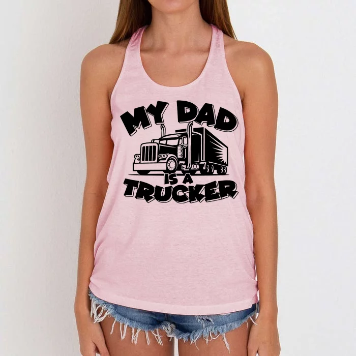 My Dad Is A Trucker Cute Women's Knotted Racerback Tank