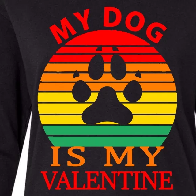 My Dog Is My Valentine Retro Womens Cotton Relaxed Long Sleeve T-Shirt