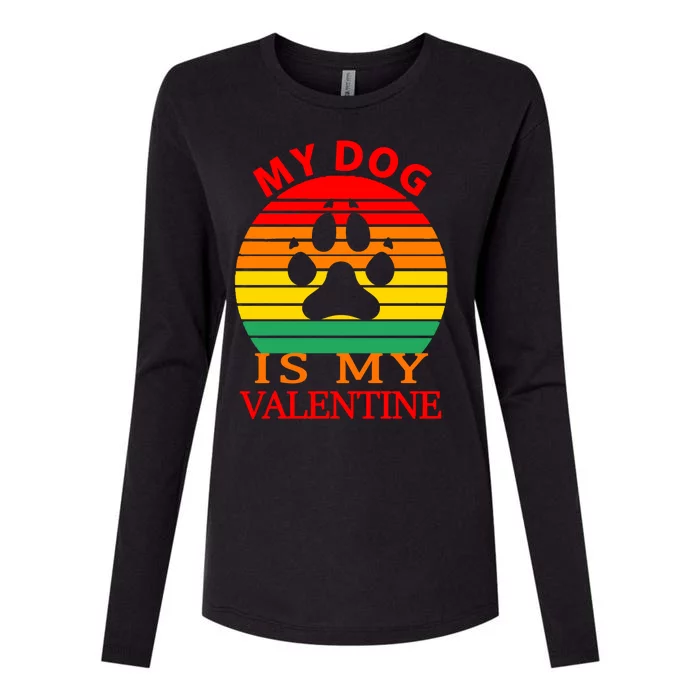 My Dog Is My Valentine Retro Womens Cotton Relaxed Long Sleeve T-Shirt