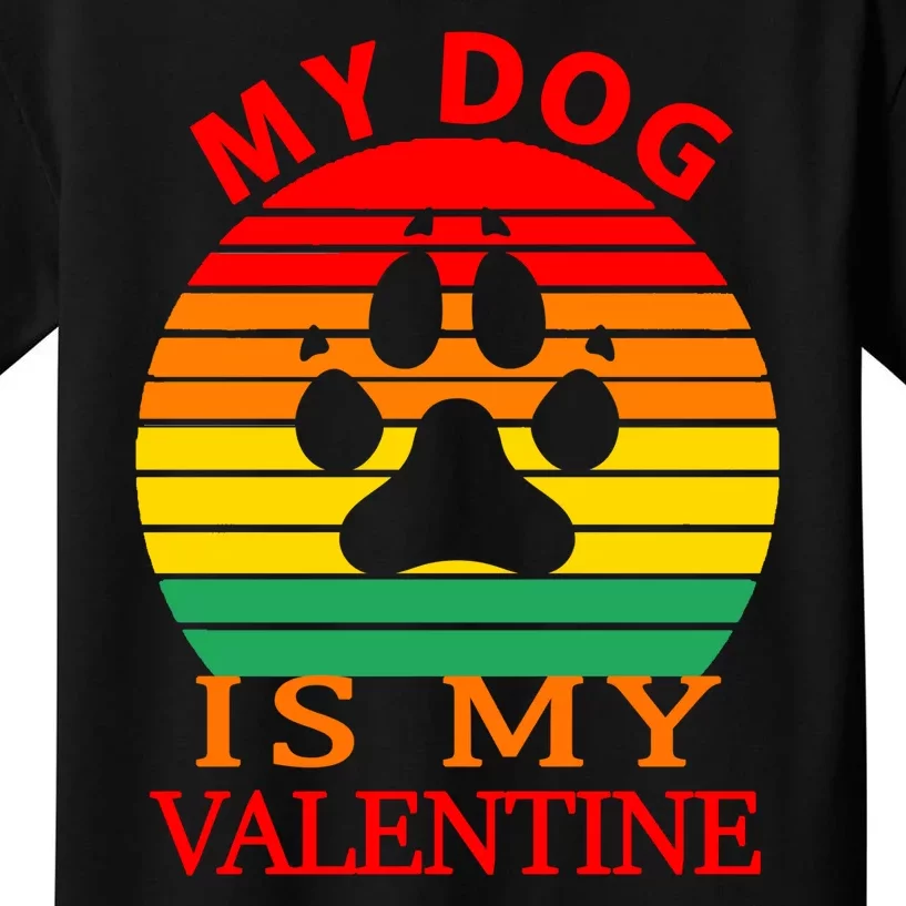 My Dog Is My Valentine Retro Kids T-Shirt