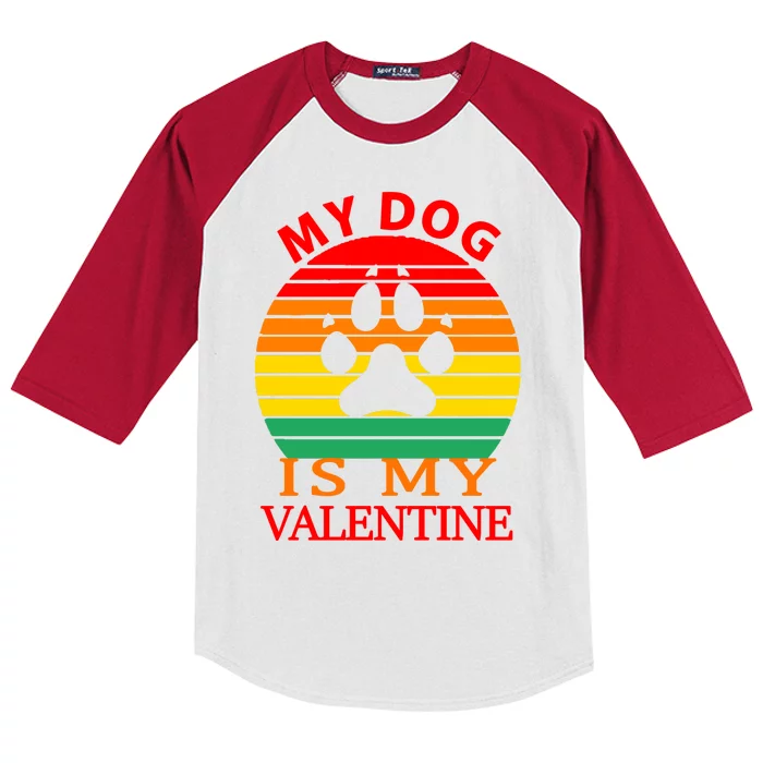 My Dog Is My Valentine Retro Kids Colorblock Raglan Jersey