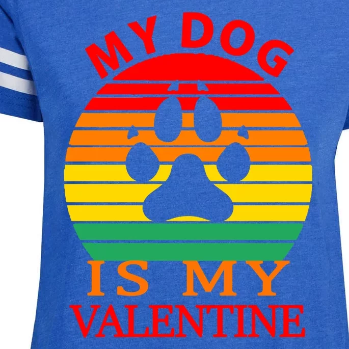 My Dog Is My Valentine Retro Enza Ladies Jersey Football T-Shirt