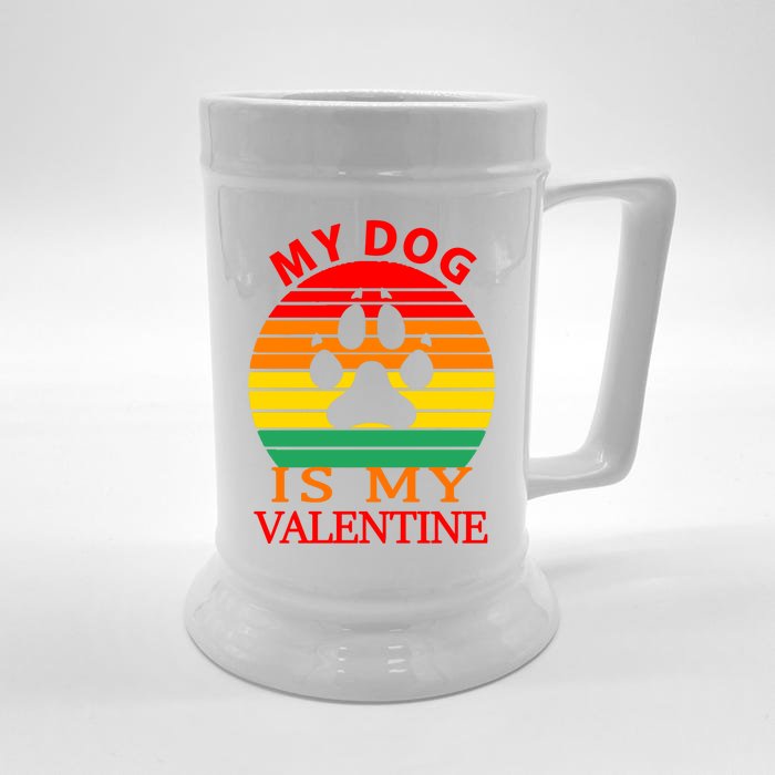 My Dog Is My Valentine Retro Front & Back Beer Stein