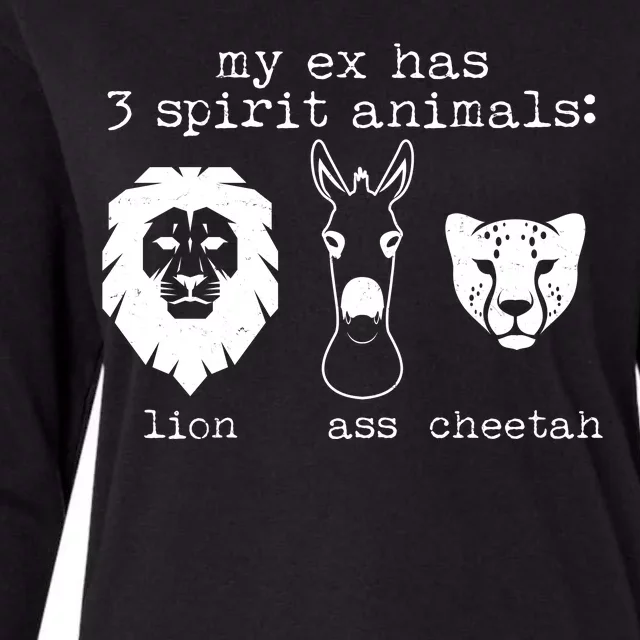 My Ex Has Three Spirit Animals Lion Ass Cheetah Womens Cotton Relaxed Long Sleeve T-Shirt