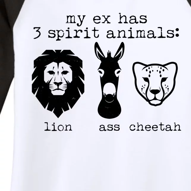 My Ex Has Three Spirit Animals Lion Ass Cheetah Women's Tri-Blend 3/4-Sleeve Raglan Shirt