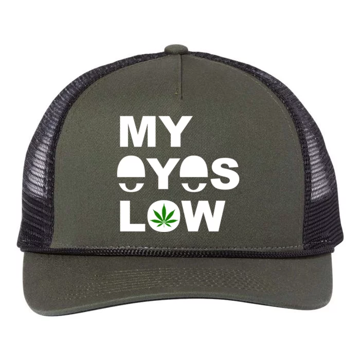 My Eyes Low Smoke Weed High Life Retro Rope Trucker Hat Cap