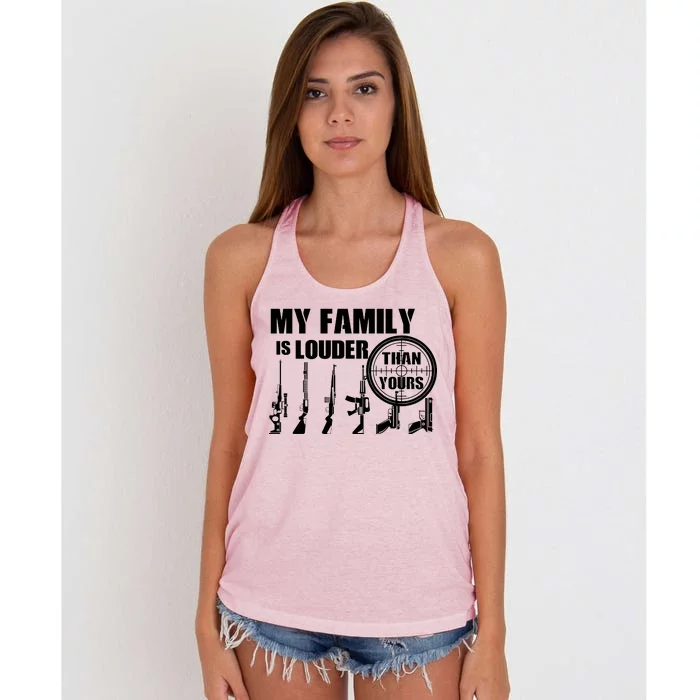 My Family Is Louder Than Yours Women's Knotted Racerback Tank