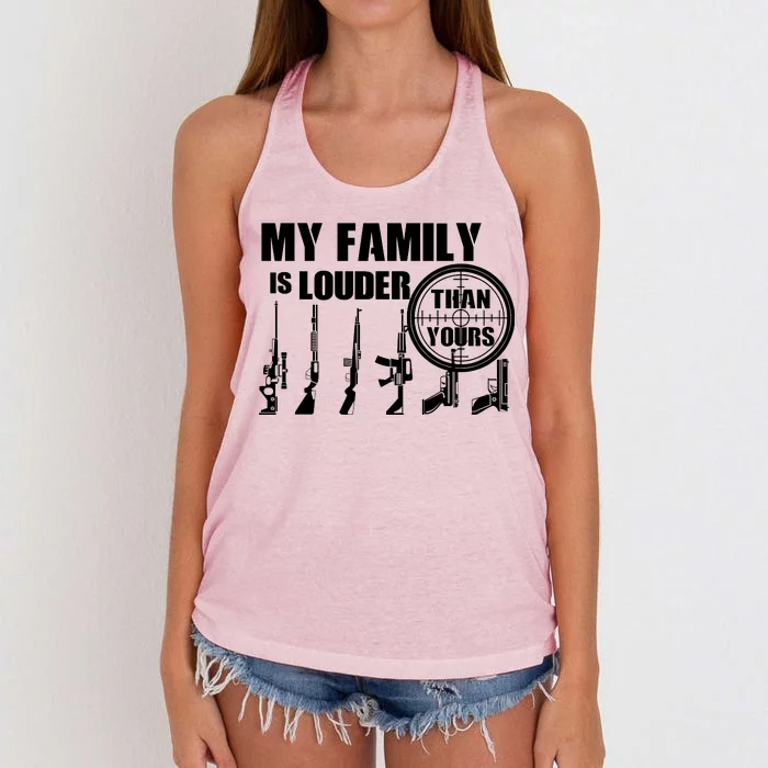 My Family Is Louder Than Yours Women's Knotted Racerback Tank