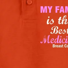 My Family Is The Best Medicine Breast Cancer Awareness Dry Zone Grid Performance Polo