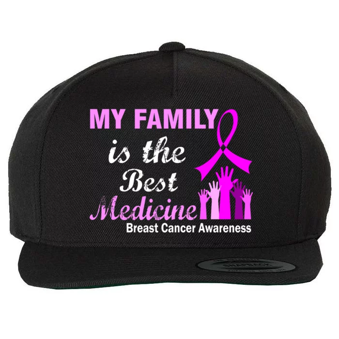 My Family Is The Best Medicine Breast Cancer Awareness Wool Snapback Cap