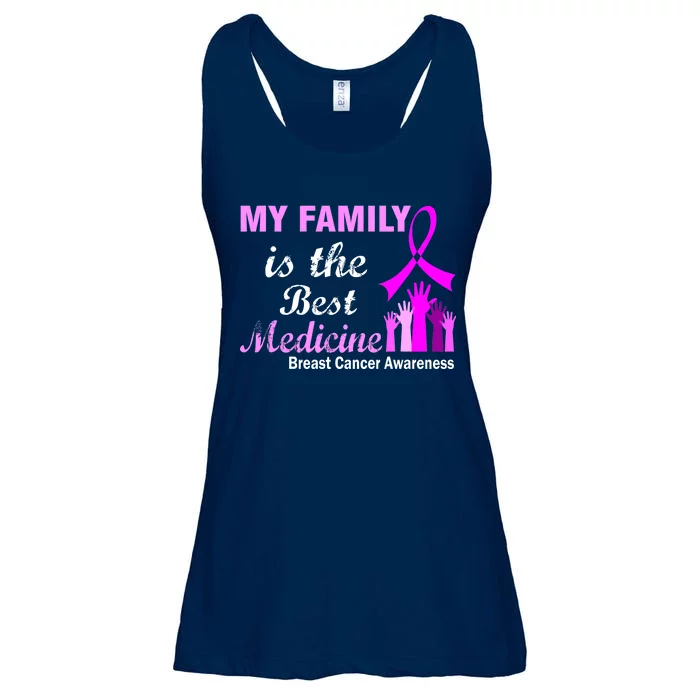 My Family Is The Best Medicine Breast Cancer Awareness Ladies Essential Flowy Tank