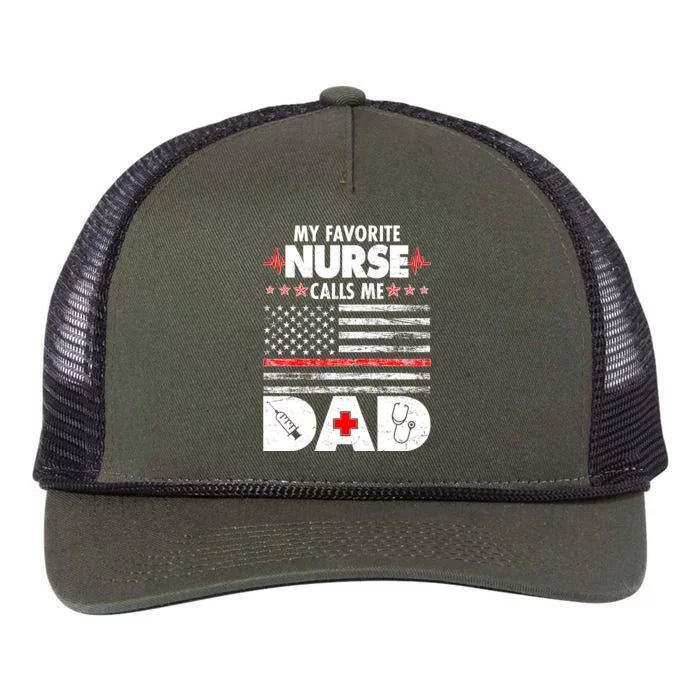 My Favorite Nurse Calls Me Dad Support Frontline Retro Rope Trucker Hat Cap