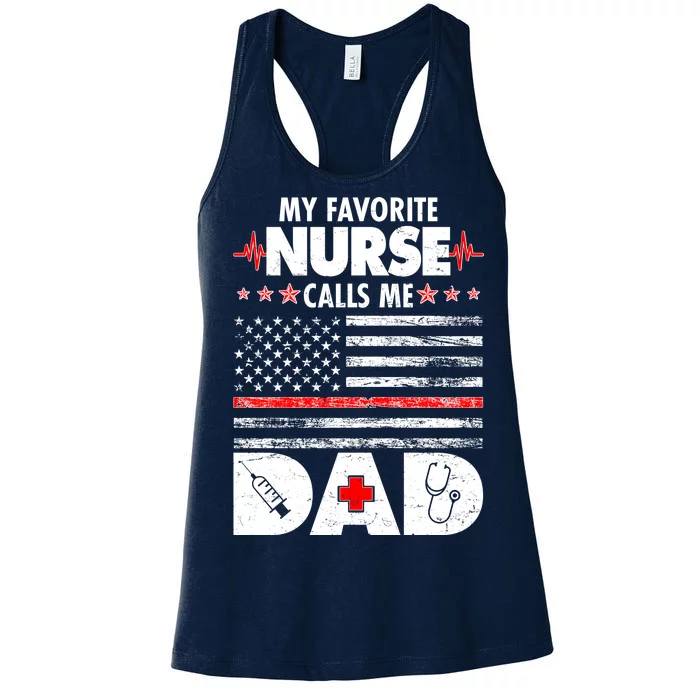 My Favorite Nurse Calls Me Dad Support Frontline Women's Racerback Tank