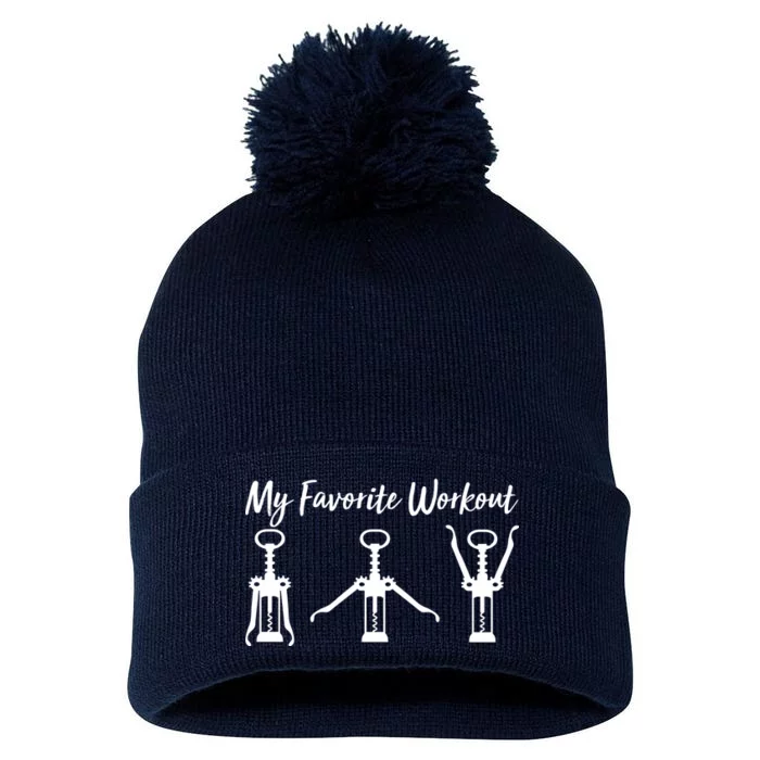 My Favorite Workout Wine Lover Pom Pom 12in Knit Beanie