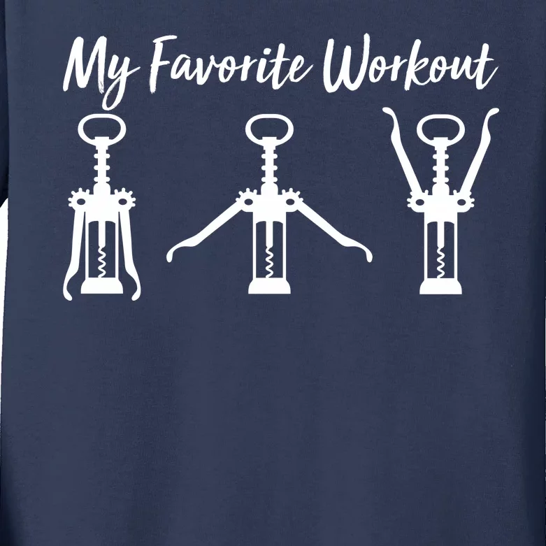 My Favorite Workout Wine Lover Kids Long Sleeve Shirt