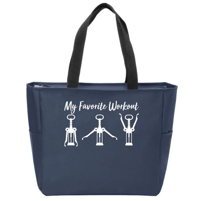 My Favorite Workout Wine Lover Zip Tote Bag