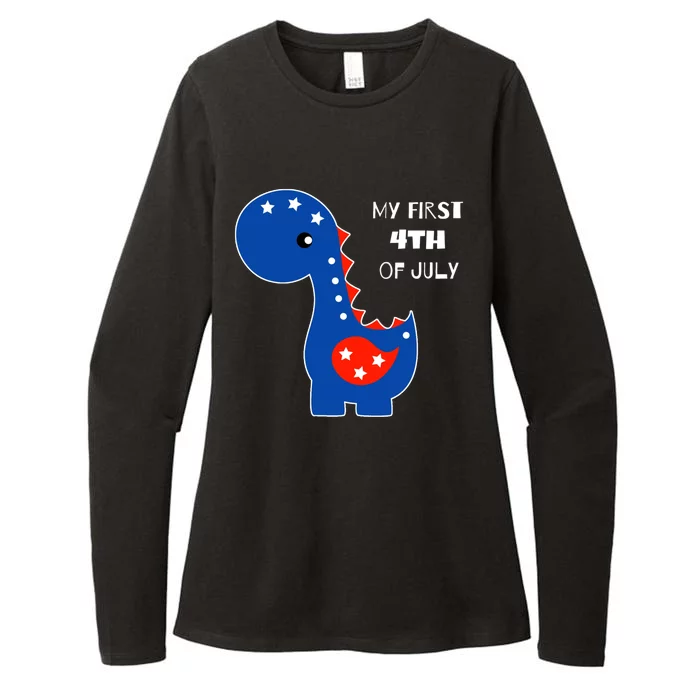 My First 4th of July Cute Dinosaur Womens CVC Long Sleeve Shirt