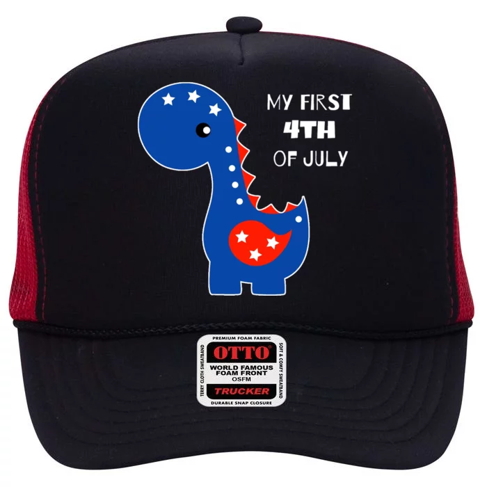 My First 4th of July Cute Dinosaur High Crown Mesh Trucker Hat