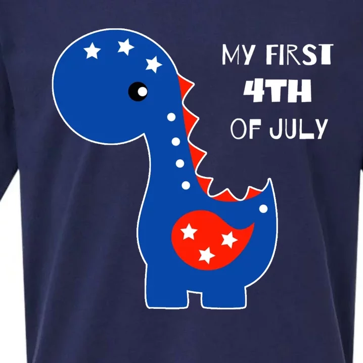 My First 4th of July Cute Dinosaur Sueded Cloud Jersey T-Shirt