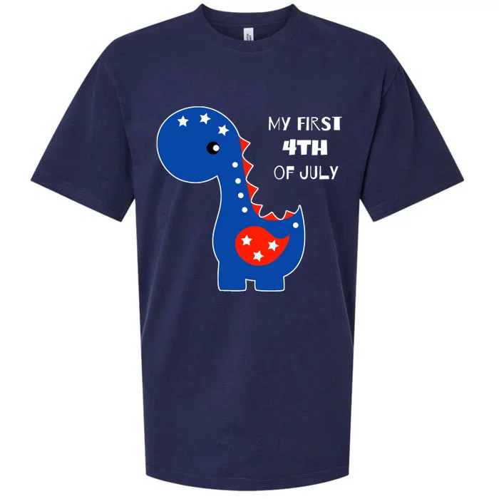 My First 4th of July Cute Dinosaur Sueded Cloud Jersey T-Shirt