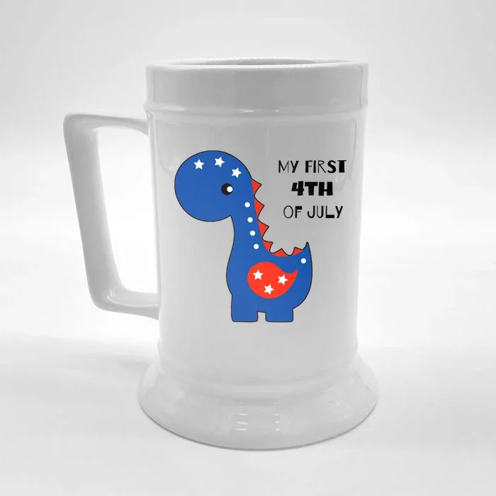 My First 4th of July Cute Dinosaur Front & Back Beer Stein