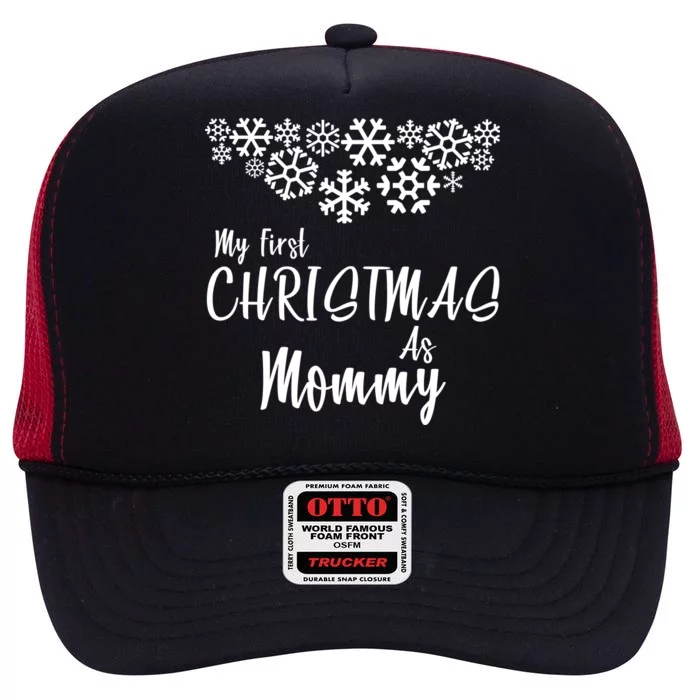 My First Christmas As Mommy High Crown Mesh Trucker Hat