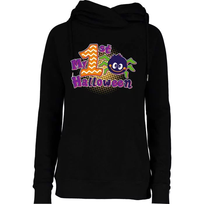 My First Halloween Cute Spider Womens Funnel Neck Pullover Hood