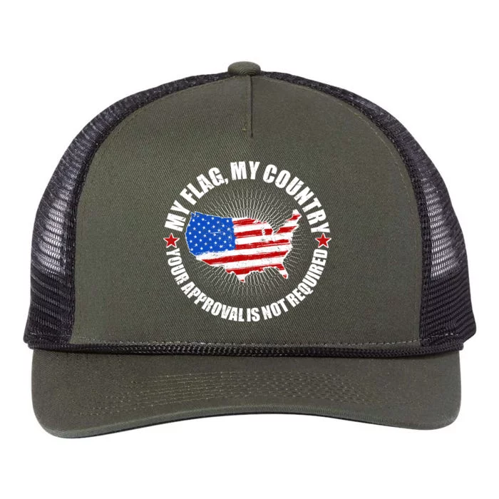 My Flag My Country Your Approval Is Not Required Retro Rope Trucker Hat Cap