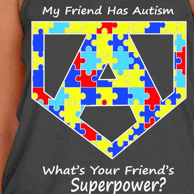 My Friend Has Autism What's Your Friend's Superpower? Women's Knotted Racerback Tank