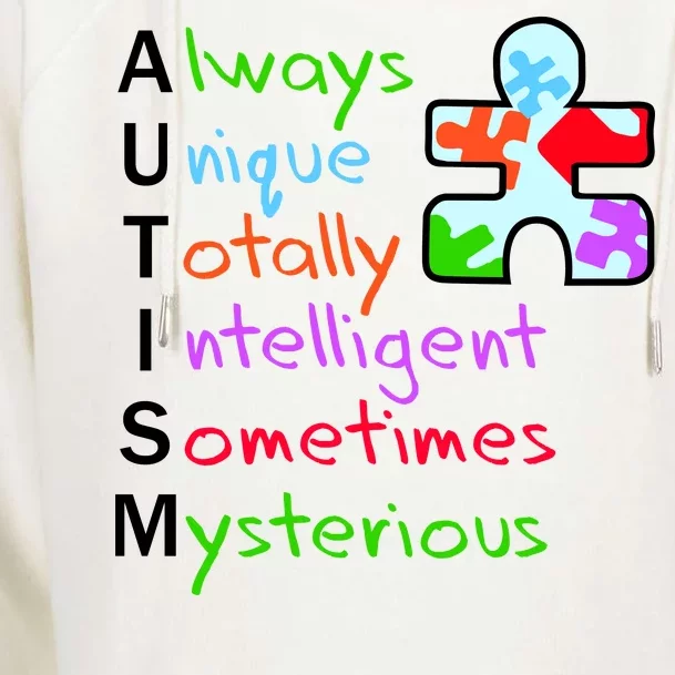 My Gift Is Autism: Always Unique Totally Intelligent Sometime Mysterious Puzzle Womens Funnel Neck Pullover Hood