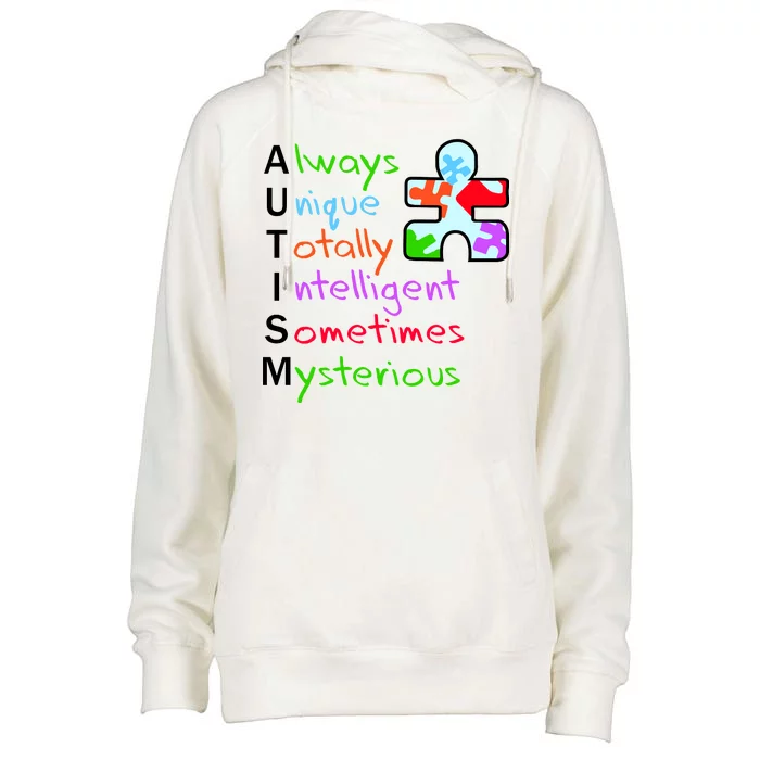 My Gift Is Autism: Always Unique Totally Intelligent Sometime Mysterious Puzzle Womens Funnel Neck Pullover Hood